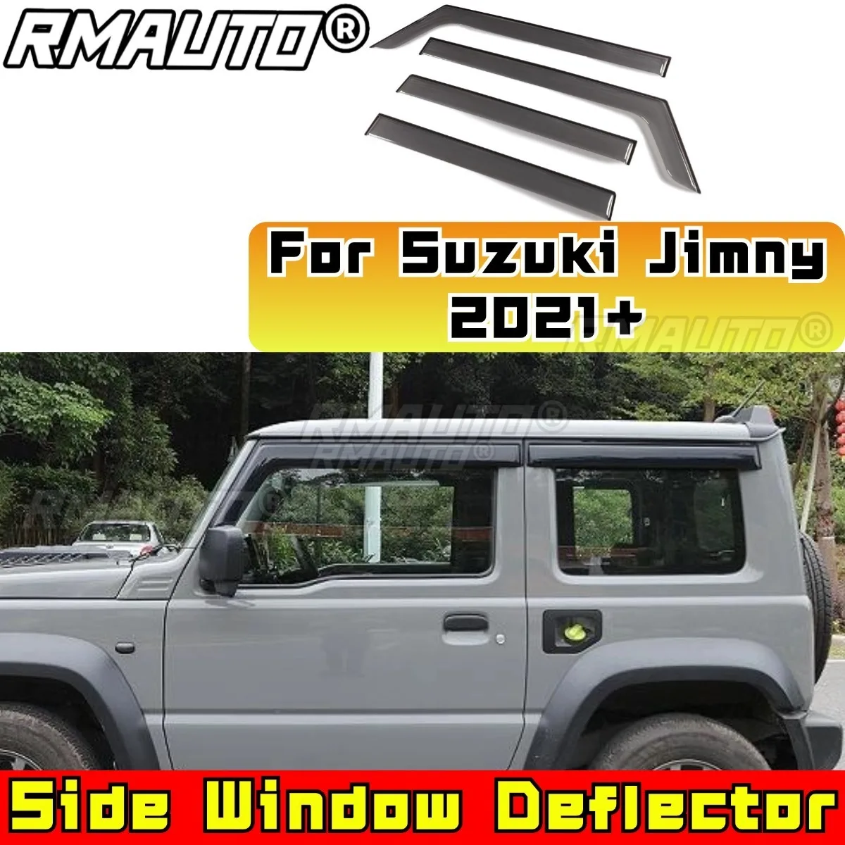 

Дефлектор бокового окна для Suzuki Jimny 2021 + полупрозрачные солнцезащитные ограждения от дождя, оконный козырек, модификация ветрового щита