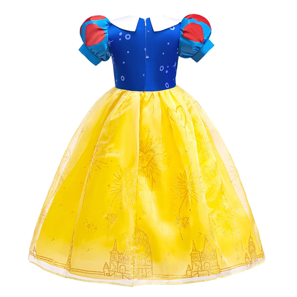 Princesa Snow White Cosplay Dress com Luz LED para Meninas, Vestido de Baile, Tule Bowknot, Vestido de Festa, Carnaval, Halloween, Natal, Novo, 6T