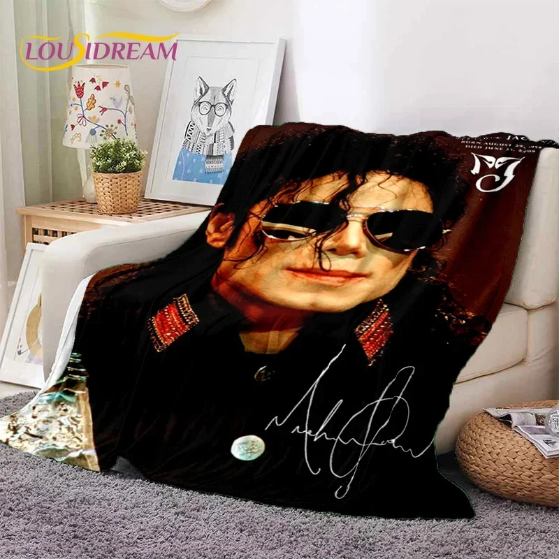 Miękki flanelowy koc MJ King of Pop Michael Jackson do łóżek Sypialnia Sofa Piknik, koc do rzucania na zewnątrz Prezent rekreacyjny