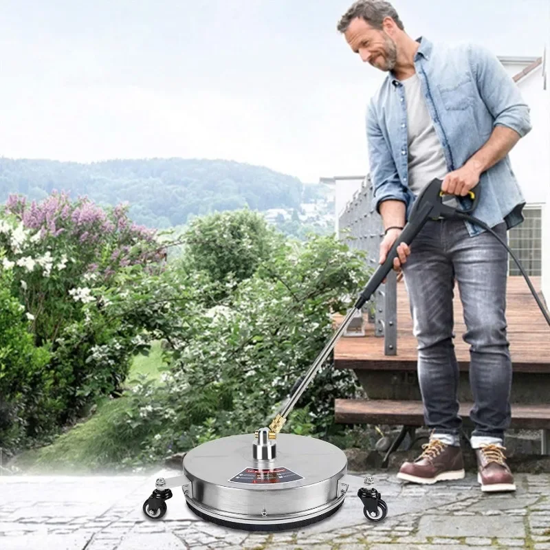 منظف أسطح من الفولاذ المقاوم للصدأ لغسالة الضغط مقاس 15 بوصة مع 3 عجلات وموصل سريع 1/4 بوصة، مرفق لغسالة الطاقة