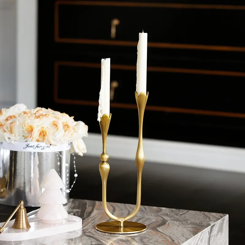 Vintage Brass Candlestick Holder Retro Medieval Style Home Decor Elegant Living Room Dining Table Centerpiece Ornament Retro