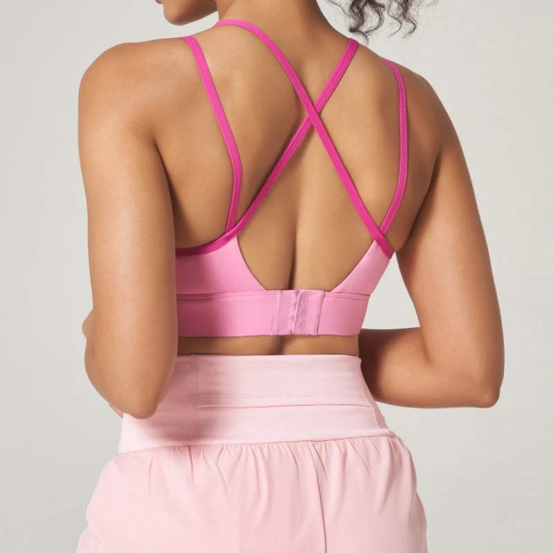 

VEQKING Cross Back 3 Row Hooks Women Yoga Bras Built-in Pads Sports Crop Tops High Impact Support Gym Fitness Top Workout Vest