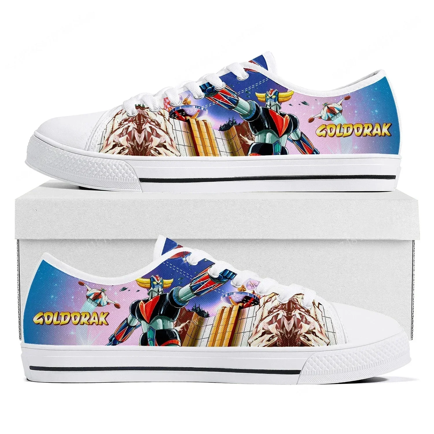 

Кроссовки UFO Robot Goldrake Grendizer с низким верхом для женщин, мужчин и подростков, высококачественные кеды из канваса, парные кроссовки в стиле манга, обувь на заказ