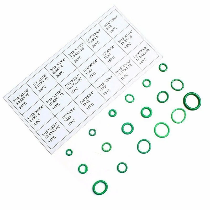 Rubber 270pcs Set Car Air Conditioning Refrigerant A/C Trim Repair O-Ring Seal Rubber Green 18 Sizes