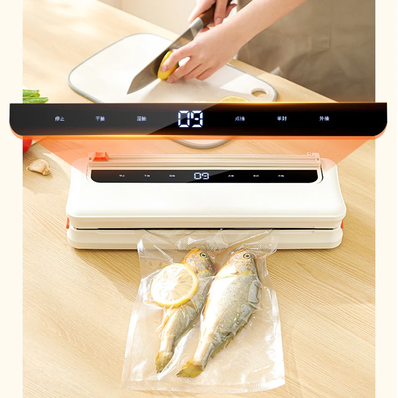 NEW Electric Vacuum Sealer Food Storage Seal Touch Button Dry/Wet Built-in Cutter Kitchen Food Sealing Vacuum Packaging Machine view 5