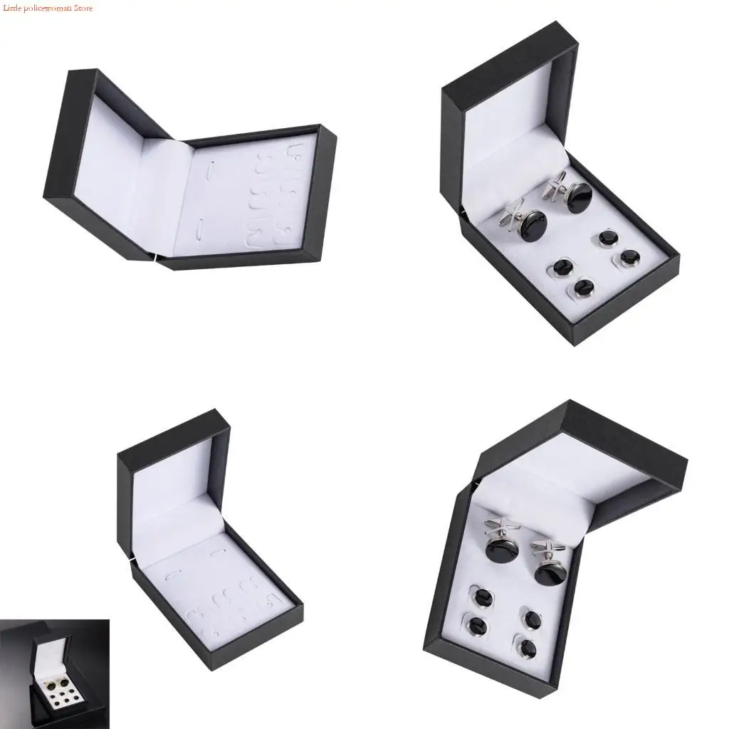 

F92D Modern Plastic Cufflink Storage Box Mens Jewelry Organiser Secure Compartments