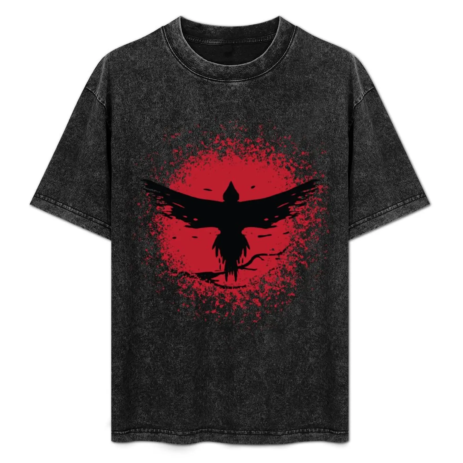 

Red Moon Raven T-Shirtcool vintage japanese aesthetic red moon raven shirt T-Shirt baggy shirts man clothes men clothing