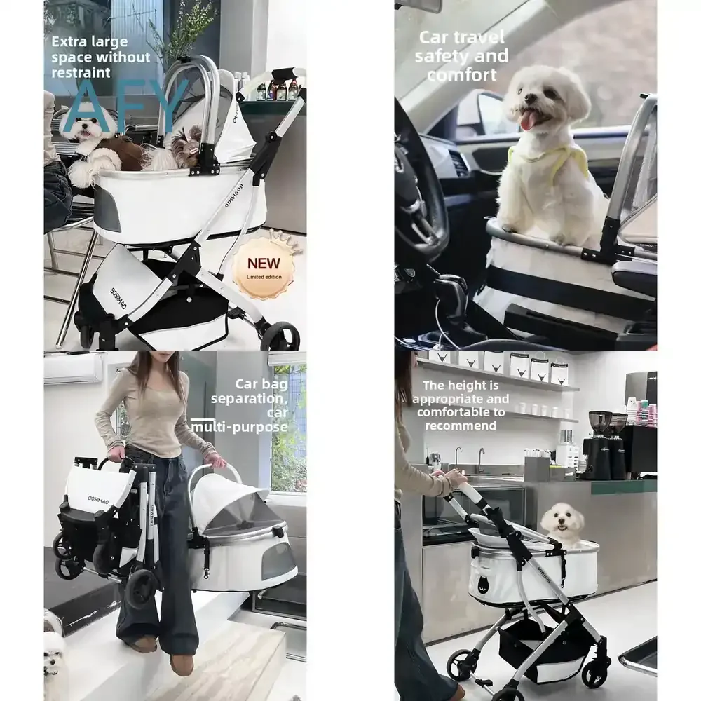 Foldable Pet Stroller for Small Medium Dogs Cats Blue Lightweight Outdoor Pushcart for Dogs for Cats for Puppies for