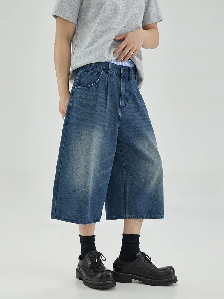 الأمريكية الرجعية Waed الدنيم orts الرجال الصيف جديد فضفاض عادية سبعة أرباع طول الجينز عادية فضفاض صالح الصيف الجينز