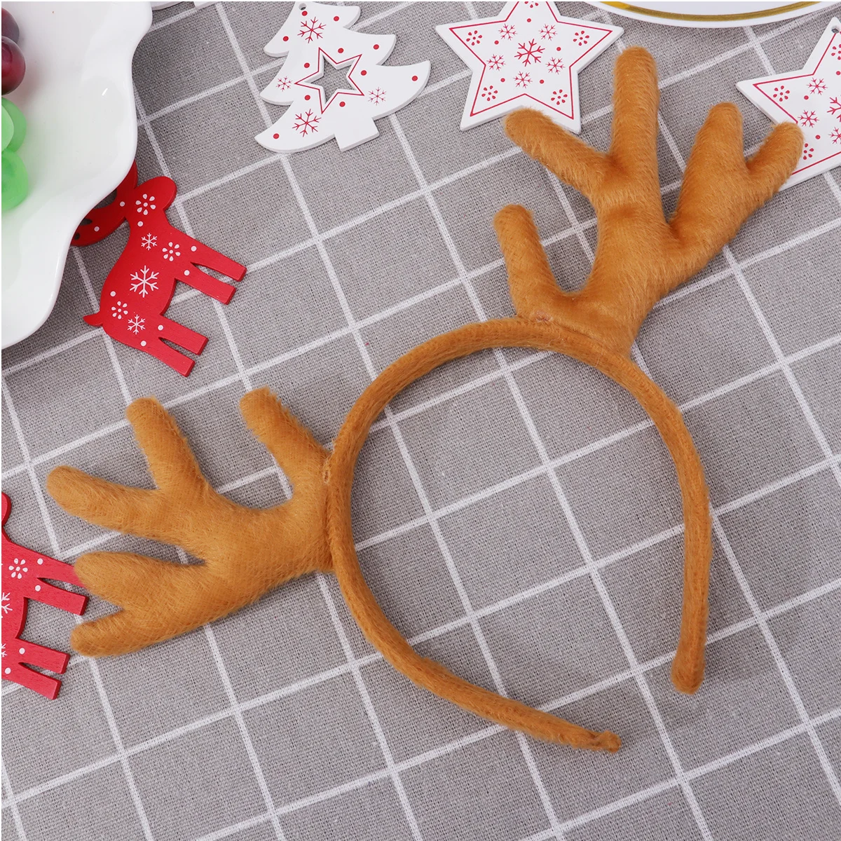 

Red Resin Christmas Antler Hairband Lightweight Head Hoop for Kids Adults Party Festival Performance Decoration