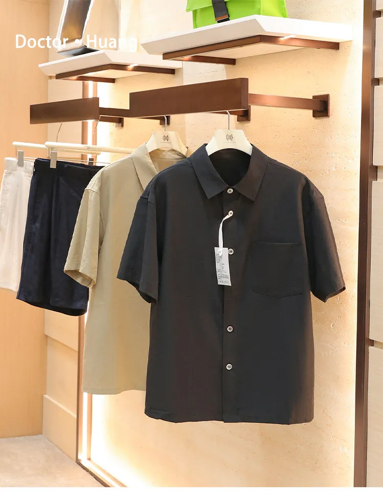 

Italian luxury 2026 summer new old money wind cotton and linen blended profile loose short-sleeved shirt