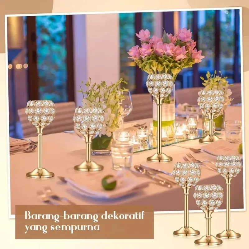 18 Pieces Crystal Candle Holder Home Candle Stick Holder Center Ornament for Ornaments Centerpiece Dining Table Wedding Center