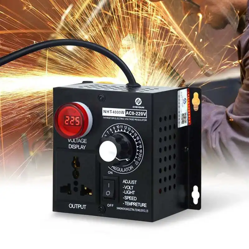 4000W AC 0-220V Motor Governor Voltage Regulator Electric Variable Temperature Fan Motor Speed Controller Dimmer Thermostat