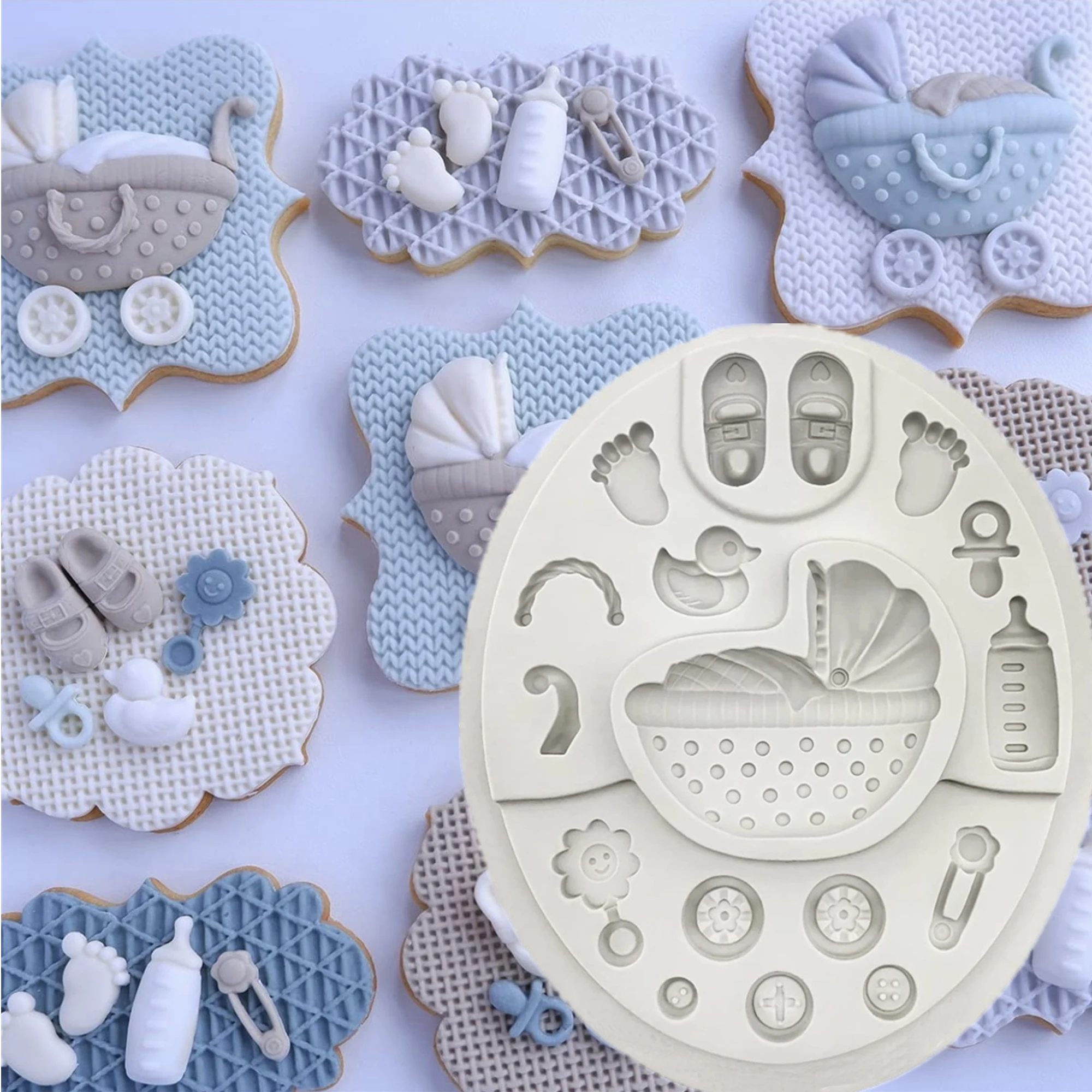 Baby Car Silicone Cake Sugarcraft Mold Resin Tools Baby Supplies Cupcake Cute Baby Baking Mould Fondant Cake Decorating Tools