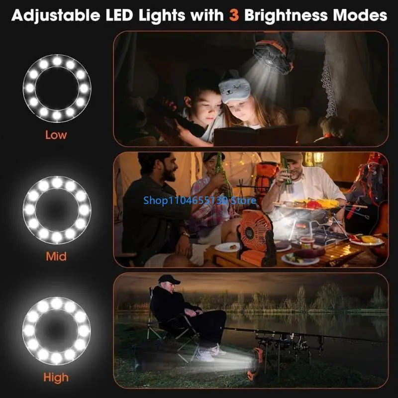 Multifunctional Camping Fan Light with Hook and Large Battery Plastic Texture Suitable for Enhancing Air Circulation