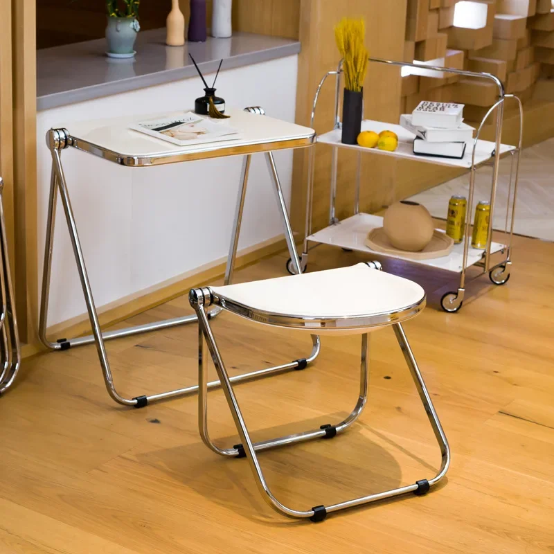 

Simple Dining Folding Stool Acrylic Chair Home Transparent Antique Furniture Stool Plastic Crystal Chair