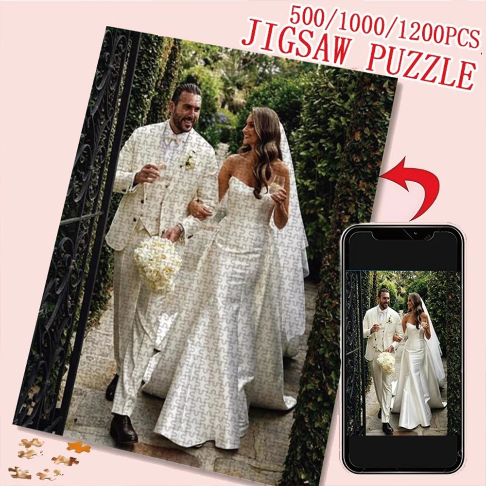 35/300/500/1000pcs Personalized Custom Photo Puzzle Wedding Photos Colorful Photo Puzzle Decorative Memory
