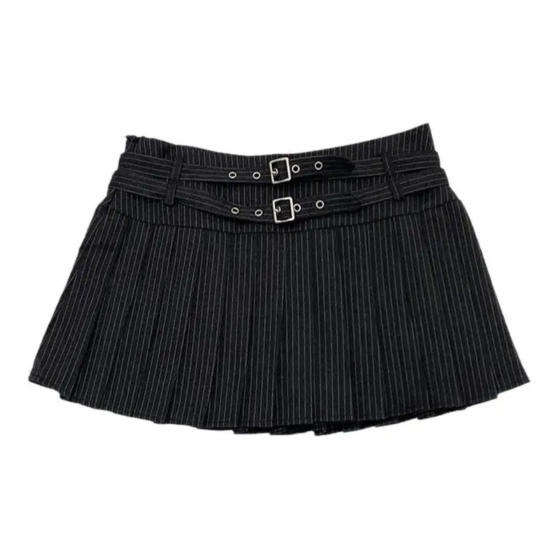 

Плиссированная юбка в американском стиле в стиле ретро, женские полосатые мини-юбки с низкой талией Y2k, осенняя новая японская модная шикарная юбка для девочек