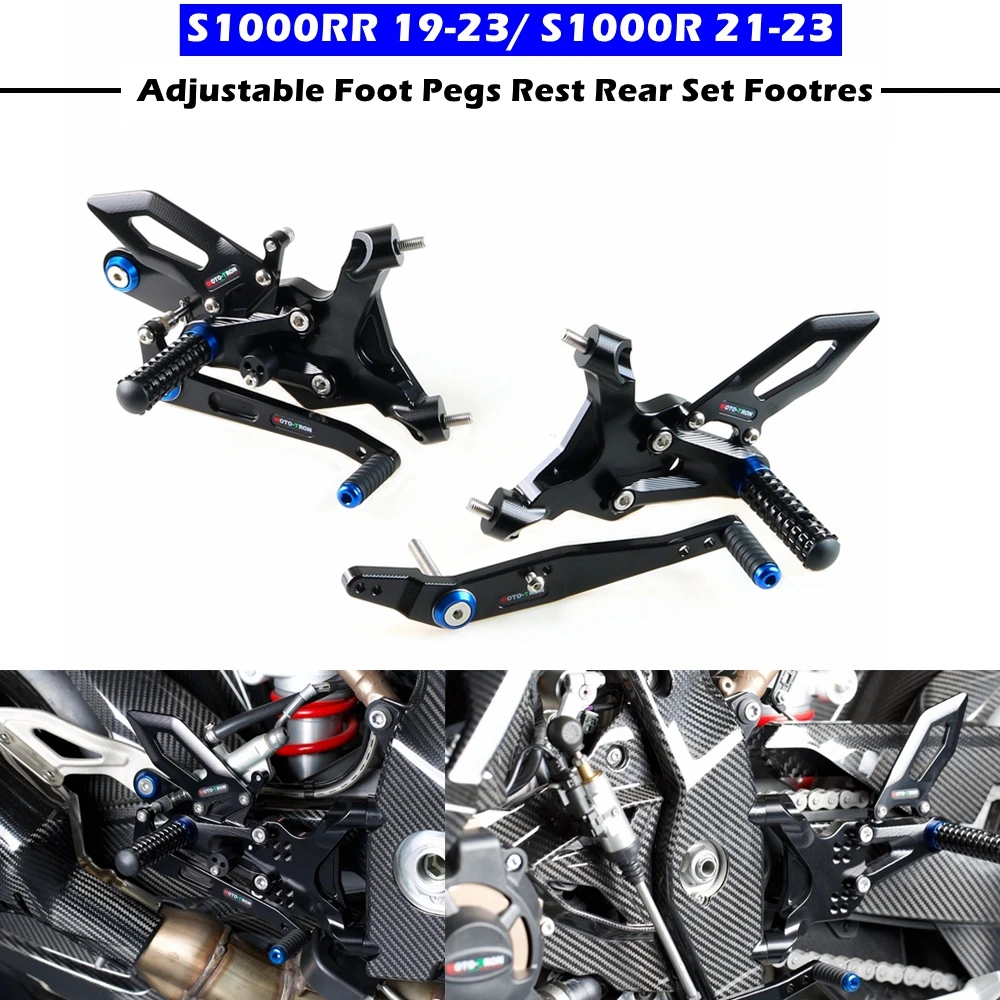 

MOTO-TRON Motorcycle CNC Adjustable Rear Set Foot Pegs Pedal Footrest Rearset For BMW S1000RR 2019-2023/ S1000R 2021-2023