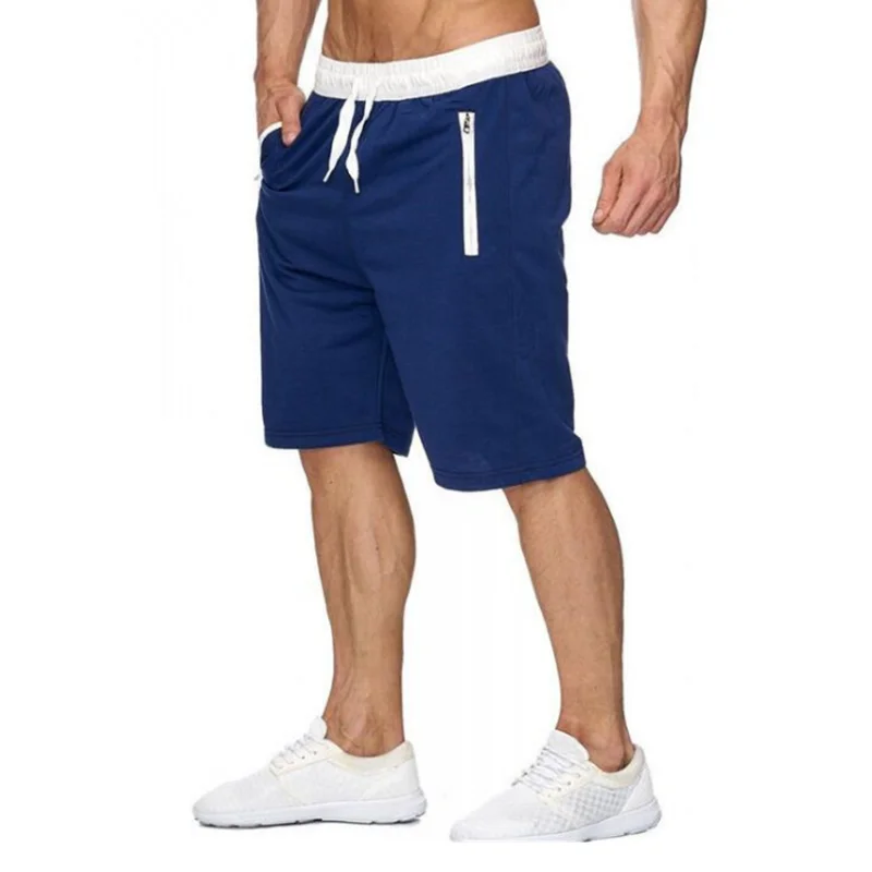 Mens Sports Pocket Solid Drawstring Board Trunk Beach Short Pants Shorts Summer Thin Trousers Zippered Pocket Loose Sweatpants