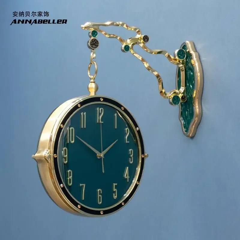 Modern light luxury simple double-sided wall clock living room Nordic two-sided clock Chinese style