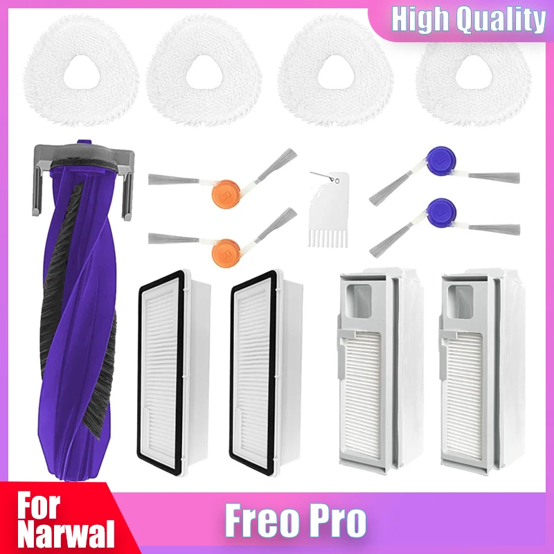 

For Narwal Freo Pro Robot Vacuum Cleaner Main Brush Side Brush Dust Bag HEPA Filter Mop Cloth Accessoies