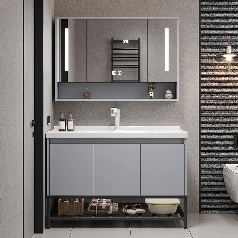 Particiones de gabinete de baño de pared, diseños de roble, gabinete de baño de maquillaje oculto, espejo de almacenamiento, muebles de Hotel de lujo