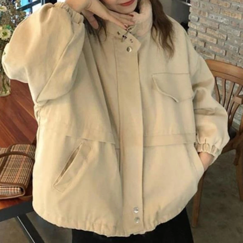 Autumn Version 2025 New Student Loose and Versatile Retro Tooling Velvet Thickened Long-sleeved Cotton Jacket Women's Clothing