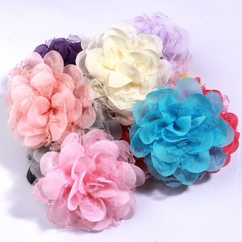 5pcs 11cm Chiffon Organza Stoff Rose Blumen Hochzeits kleid Mädchen Kleidung Kopf bedeckung Dekoration DIY Kopfschmuck Dekor Handwerk Projekt
