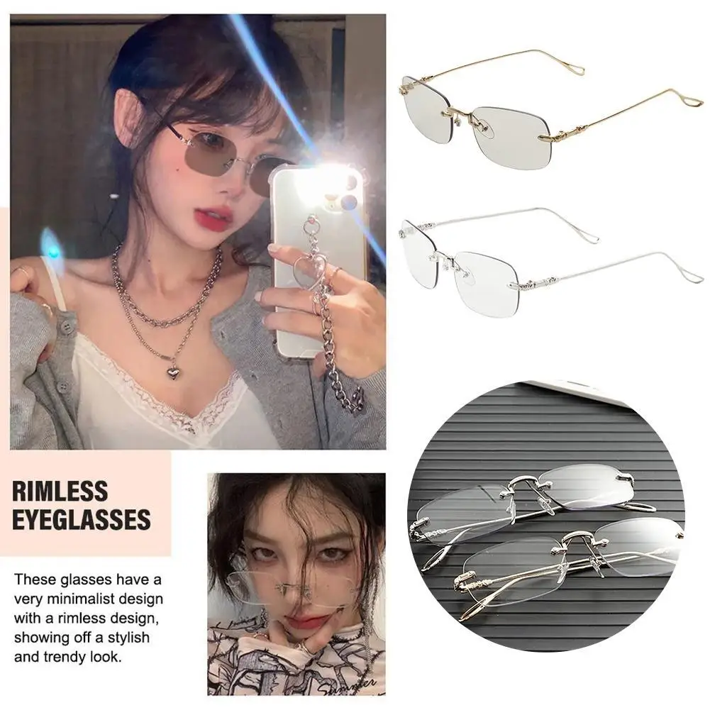 Borderless Color-changing Glasses For Women Resistant To Blue Radiation Sheer Desire Can Match The Degree Of Red Pigment In H1V9