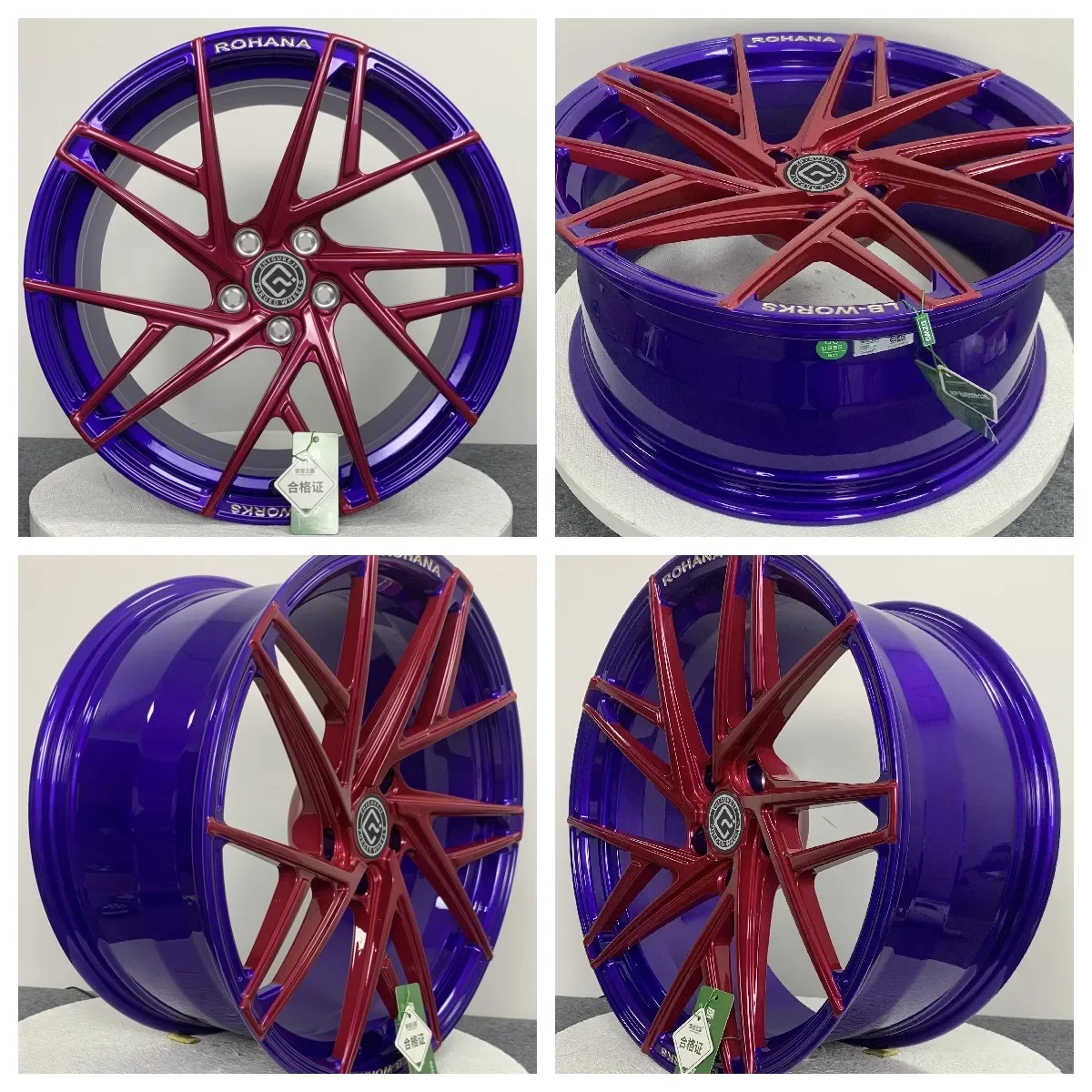 Custom Purple Rose Red Luxury Aluminum Alloy Forged Wheels Polished 50mm ET with 100mm PCD or 98mm PCD Available in Any Size