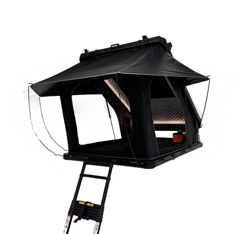 4x4 Aluminum Hard Shell Roof Top Tent X Hinge Camping OEM ODM Acceptable Rooftop Tent Camper Awning Insulation Layer