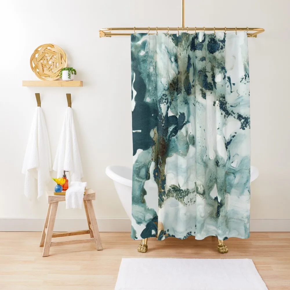 

Teal Ocean Ink Abstract #1 #minimal #ink #art Shower Curtain Shower Waterproof Cover Bathroom Shower Set Curtain