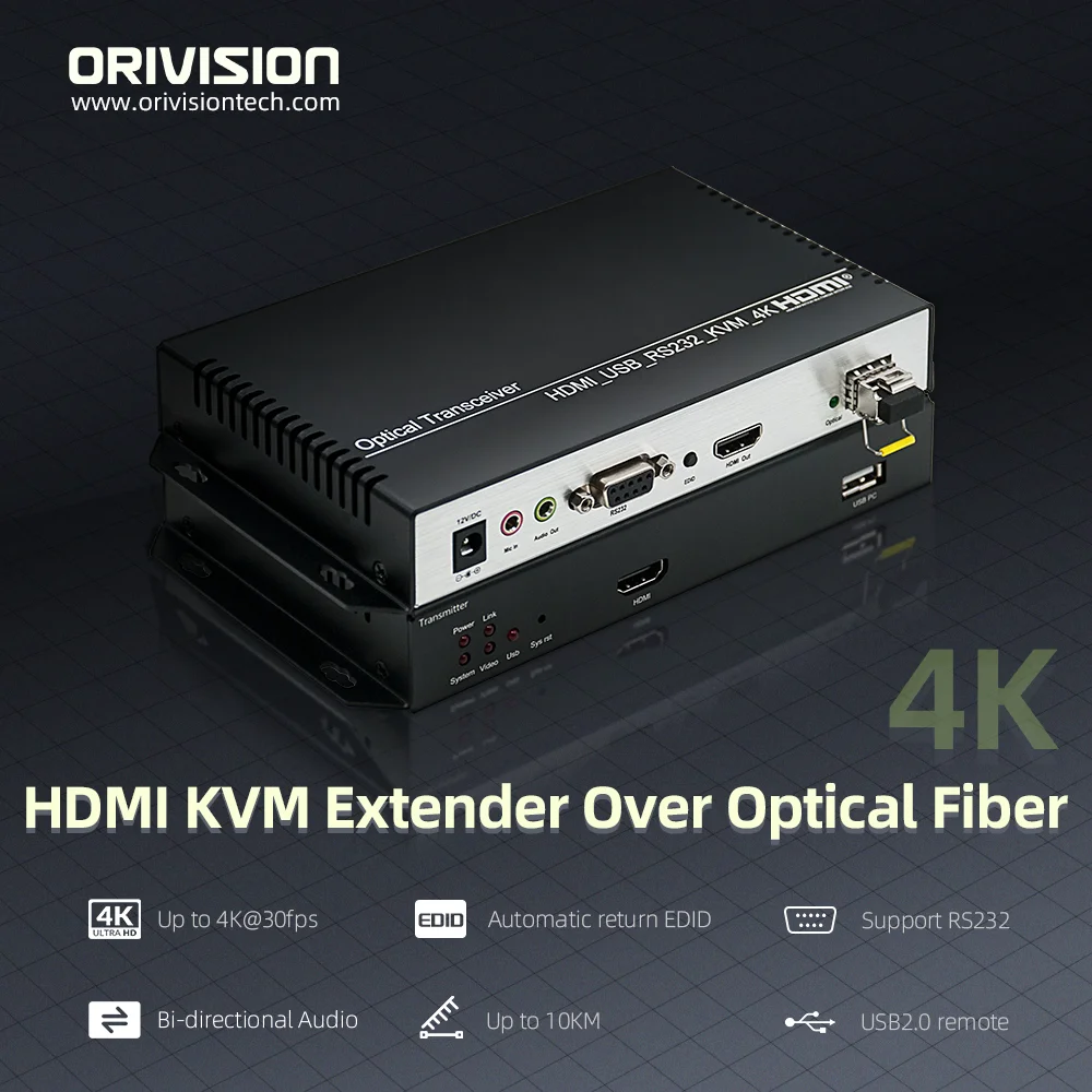 4k 30Hz HDMI Fiber Extender USB RS232 10KM 20KM HDMI KVM Extender Over Fiber