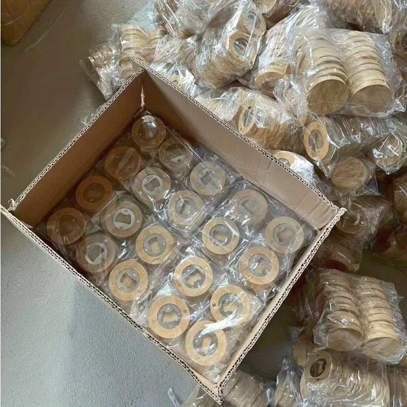 Imagem -04 - Abridor de Garrafas de Bambu Sólido com Ímã de Geladeira Favores do Casamento para Convidados Gravura Faça Você Mesmo Impressão em Branco 40 Pcs