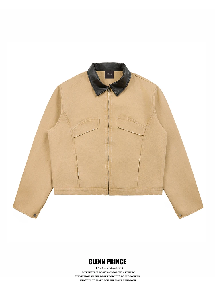 

Мужская куртка Waed American Retro Detroit: модная, свободного кроя, из хлопка, с длинными рукавами, на молнии, повседневная