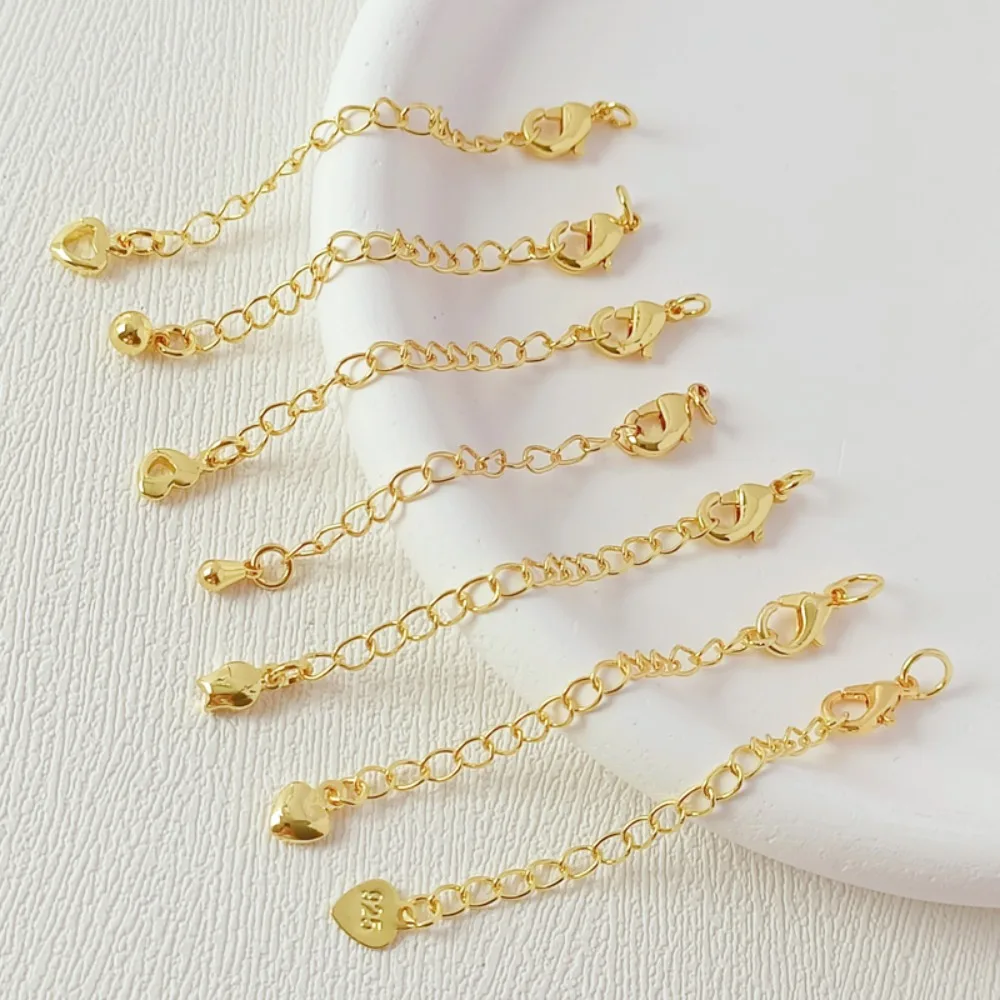 

18K Gold-plated Extended Chain with Spring Lobster Clasp Tail Chain DIY Bracelet Collarbone Necklace Extended Chain Accessory