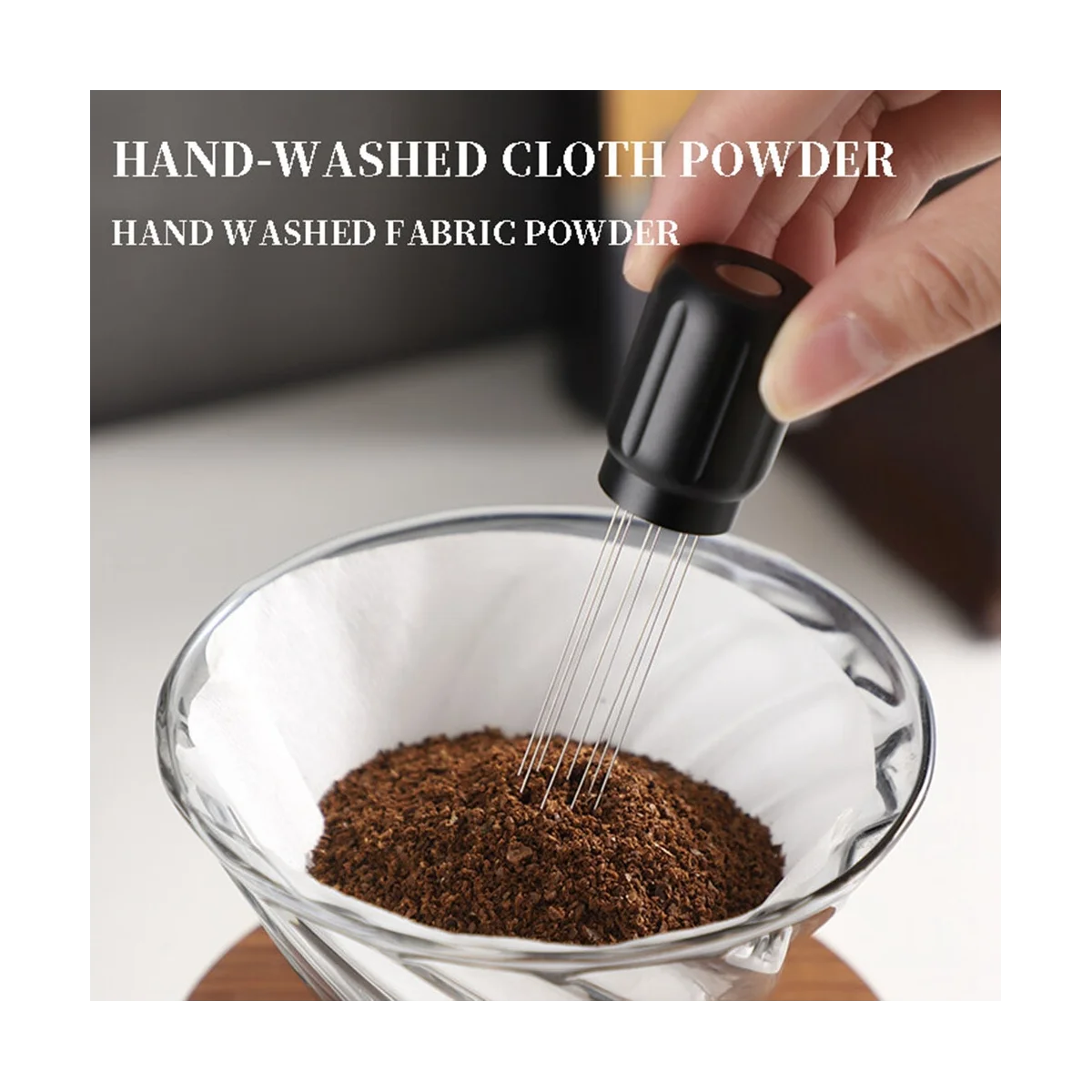 2Pcs Coffee Cloth Powder Needle Stainless Steel Loose Powder Needle Agitator with Base Stand Storage