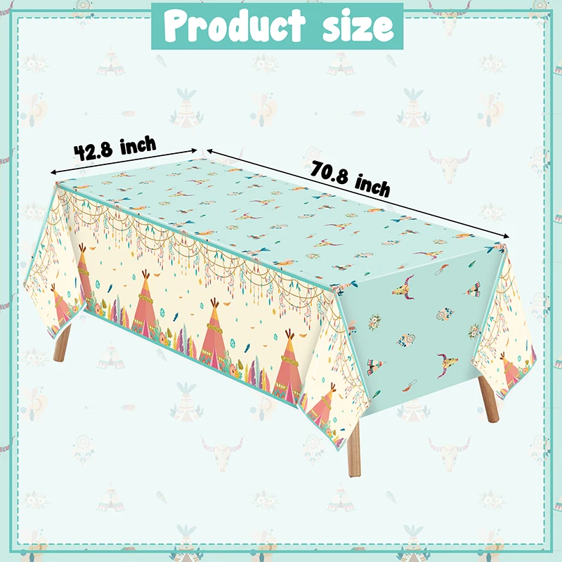 3Pcs Boho Wild Tablecover Party Tablecloths Disposable Plastic Waterproof Table Covers for Camping Birthday Party Decoration