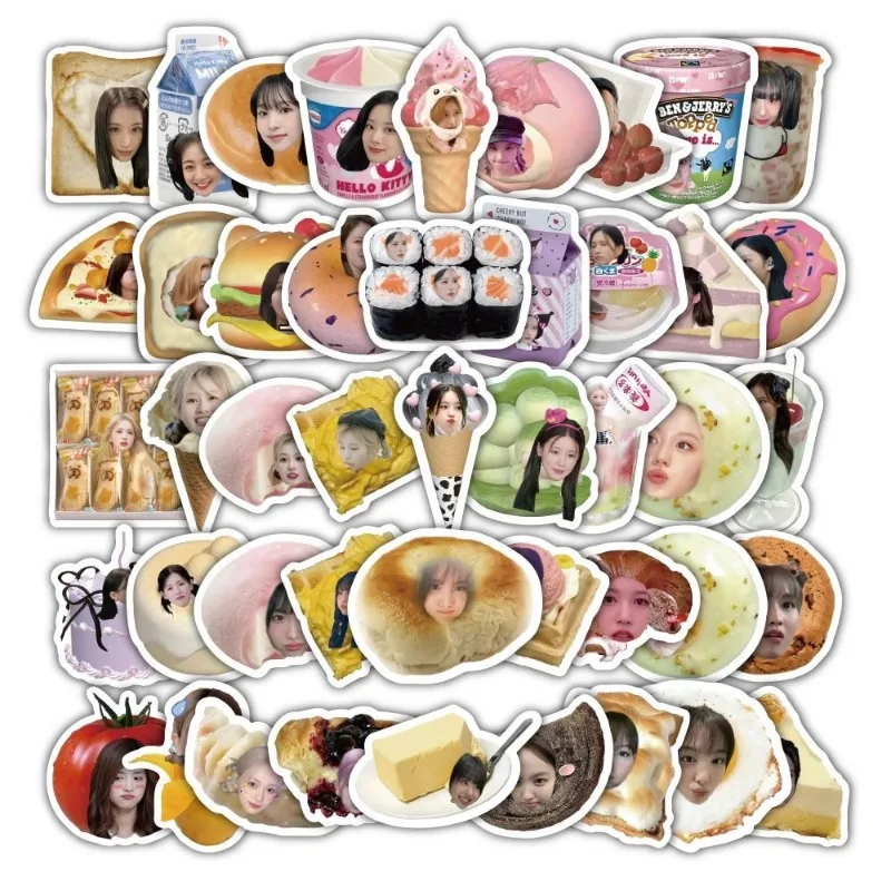 58pcs Foto\'s Kpop TWEEMAAL Combinatie Voedsel Avatar Stickers Leuke Waterdichte DIY Decoratie Randapparatuur Account Mobiele Telefoon Stickers