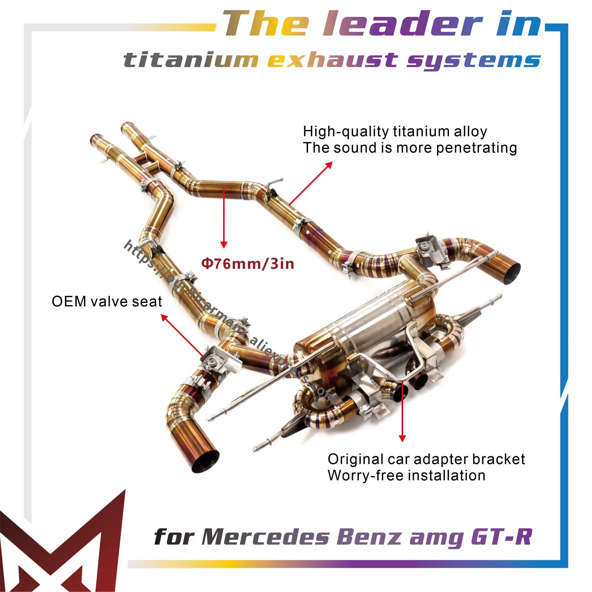

Выхлопная система MANX для Mercedes Benz amg GT-R Ti, увеличение диаметра трубы, OEM-клапаны, установка без потерь