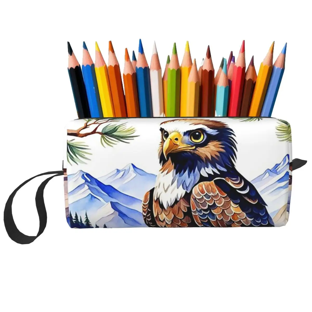 Estojo de lápis Eagle Wing And Pine Grove para crianças, caixa de canetas, bolsa de lápis, material de papelaria, bolsa de viagem para mulheres, bolsa de cosméticos
