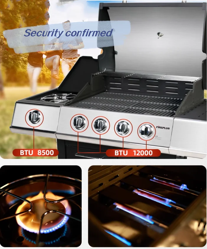 Outdoor Gas Barbecue Stove Large Barbecue BBQ Stainless Steel Courtyard Villa Commercial Liquefied Gas Barbecue Rack