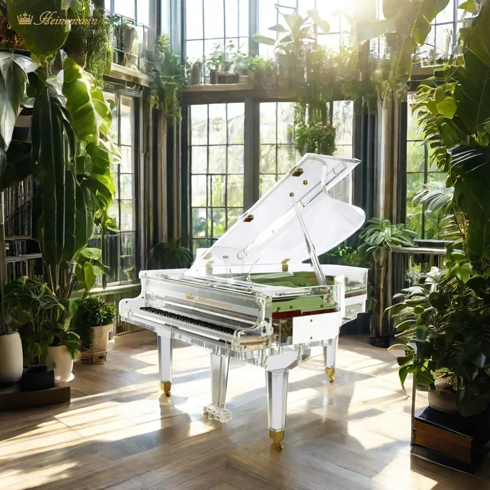 Luxury Hotel Furniture Modern House Clear Transparent Acrylic Stage Concert Baby Grand Piano With The Colorful LED Lights