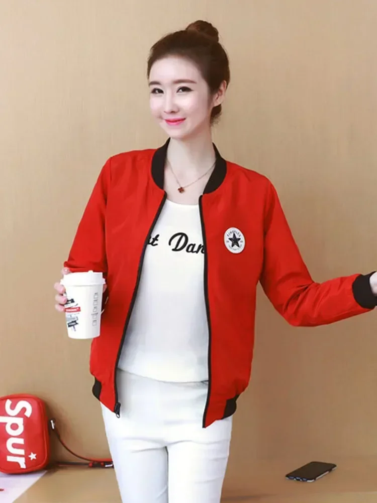 Spring Autumn Women\'s Jacket Baseball Uniform Coats Korean Style Double-Sided Wearable Tops YQ059