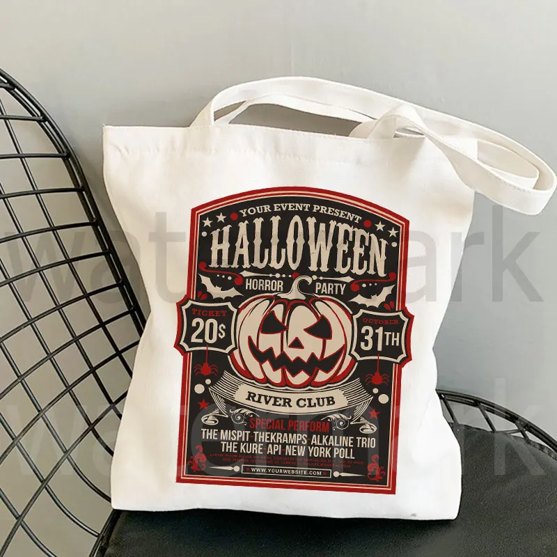 Retro Halloween Tote Bag Creep It Real Totes Vintage Ghost Halloween Shopper Witch Shopping  Best Halloween Gift Canvas Tote