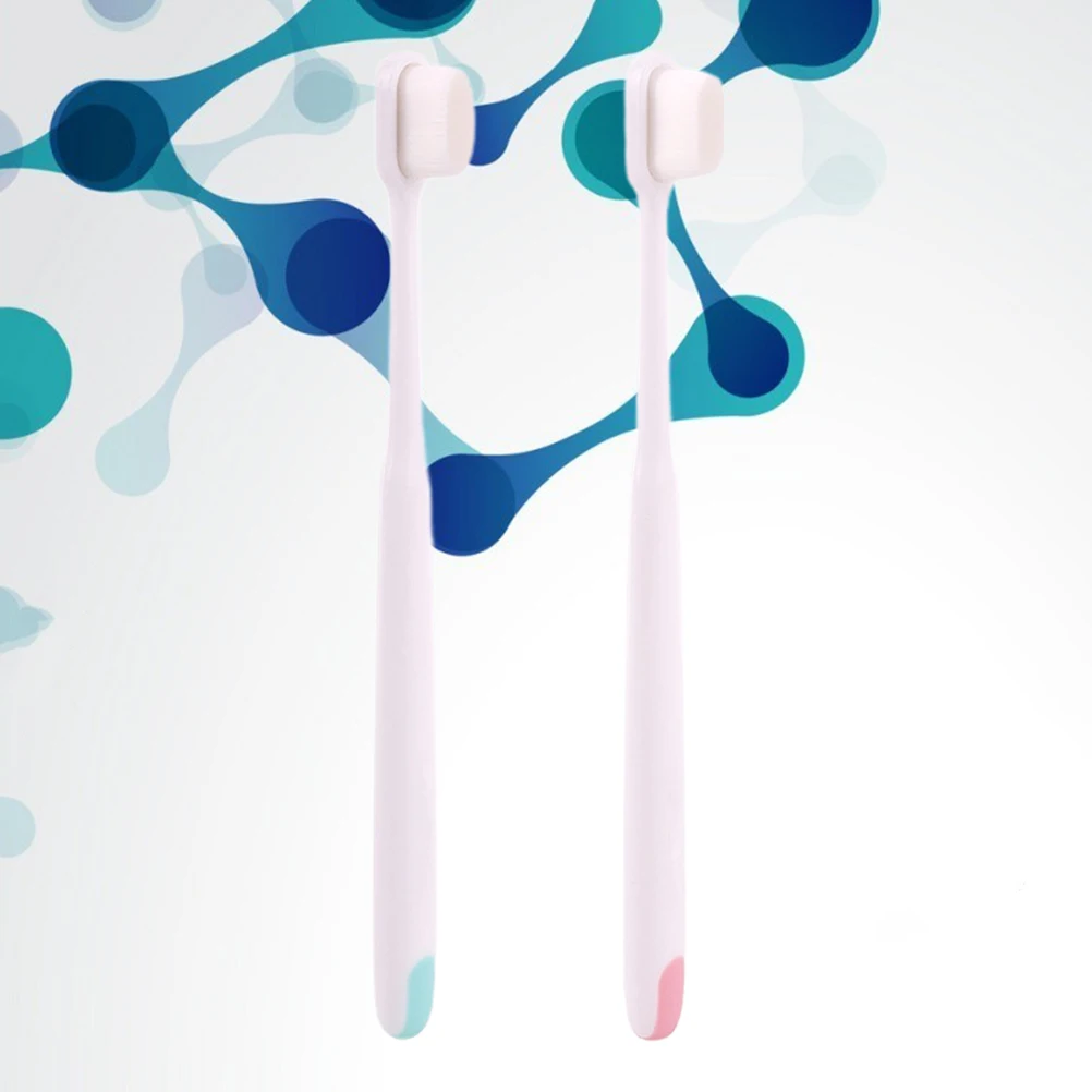 2 قطعة فرشاة أسنان ذات شعيرات ناعمة رقيقة أداة العناية بالفم الممتازة مقبض مريح مضاد للانزلاق منظف الأسنان للثة الحساسة