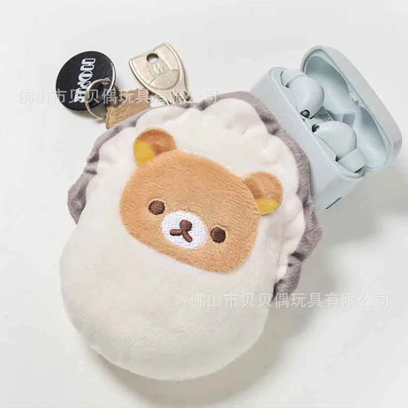 Mini monedero Kawaii Oyster Rilakkuma, colgante de muñeco de peluche, auriculares, lápiz labial, bolsa de almacenamiento, mochila, decoración, regalo de vacaciones