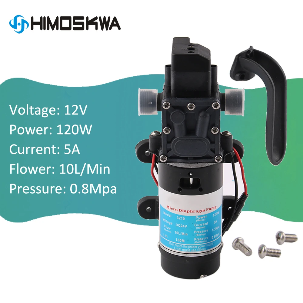 

12V24V 120W Micro Electric Diaphragm Water Pump Automatic Switch High Pressure Car Washing Spray Water Pump 0.8-1.3Mpa 10L/min