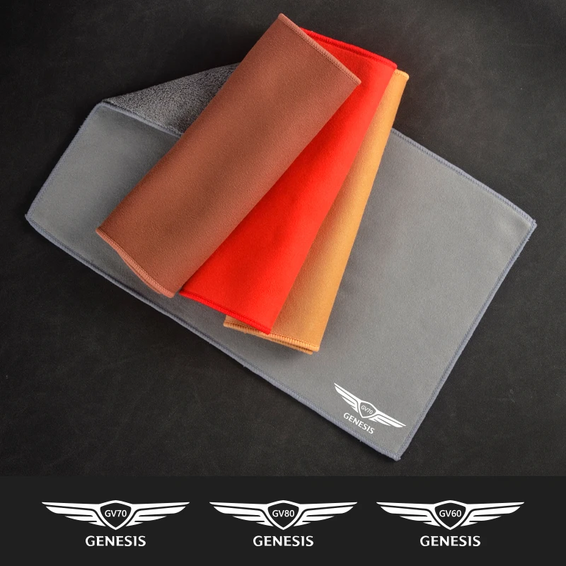 1pcs For Genesis GV70 GV80 GV60 Emblem Car Wash Microfiber Towel Cleaning Drying Care Coral Fleece Cloth